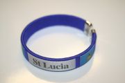 ST LUCIA BLUE COUNTRY FLAG FLEXIBLE METAL NYLON BRACELET . NEW