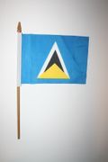 ST LUCIA COUNTRY 4" X 6" SMALL STICK FLAG ON 10" POLE .. NEW