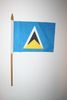 ST LUCIA COUNTRY 4" X 6" SMALL STICK FLAG ON 10" POLE .. NEW