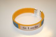 ST LUCIA YELLOW COUNTRY FLAG FLEXIBLE METAL NYLON BRACELET .. NEW
