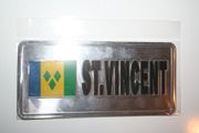 ST VINCENT COUNTRY FLAG SMALL METAL LICENSE PLATE DECAL STICKER EMBLEM .. NEW