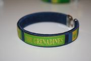 ST. VINCENT THE GRENADINES BLUE COUNTRY FLAG FLEXIBLE METAL NYLON BRACELET WRISTBAND .. NEW