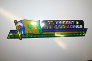 ST VINCENT & THE GRENADINES COUNTRY FLAG LONG METALIC CAR AUTOMOBILE BUMPER STICKER DECAL EMBLEM . NEW