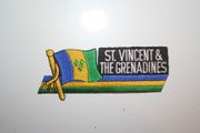 ST VINCENT & THE GRENADINES COUNTRY FLAG WORD IRON ON PATCH CREST BADGE .. NEW