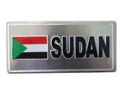 SUDAN COUNTRY FLAG SMALL SILVER METAL LICENSE PLATE STICKER DECAL EMBLEM  .. NEW