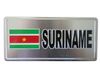 SURINAME COUNTRY FLAG SMALL SILVER METAL LICENSE PLATE STICKER DECAL EMBLEM .. NEW
