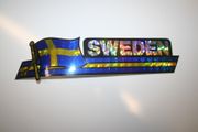 SWEDEN COUNTRY FLAG LONG METALIC CAR AUTOMOBILE BUMPER STICKER DECAL EMBLEM .. NEW