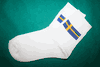 SWEDEN PAIR OF WHITE COUNTRY FLAG WOMENS HIGH QUALITY DRESS SOCKS .. NEW IN PACKAGE
