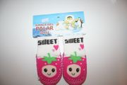 SWEET STRAWBERRY KIDS CHILDS YOUTHS SLIPER SOCKS .. 2 SIZES AVAILABLE ... 0-12 MONTHS ... 1-2 YEARS .. NEW
