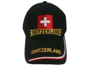 SWITZERLAND BLACK COUNTRY FLAG EMBOSSED HAT CAP .. NEW
