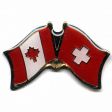 SWITZERLAND / CANADA COUNTRY FLAG SMALL METAL FRIENDSHIP LAPEL PIN BADGE ... SUISSE .. NEW