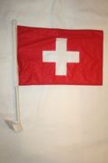 SWITZERLAND COUNTRY CAR AUTOMOBILE STICK FLAG ... SUISSE .. NEW