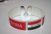 SYRIA WHITE SUPER THICK COUNTRY FLAG FLEXIBLE BRACELET WRISTBAND .. NEW