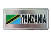 TANZANIA COUNTRY FLAG SILVER LICENSE PLATE STICKER .. NEW