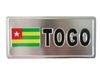 TOGO COUNTRY FLAG SMALL SILVER METAL LICENSE PLATE STICKER DECAL EMBLEM .. NEW