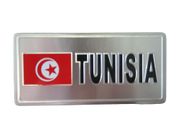 TUNISIA COUNTRY FLAG SMALL SILVER METAL LICENSE PLATE DECAL STICKER EMBLEM .. NEW