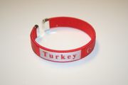 TURKEY COUNTRY FLAG RED FLEXIBLE METAL NYLON BRACELET ... FIFA WORLD CUP SOCCER FOOTBALL ... NEW