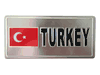 TURKEY COUNTRY FLAG SMALL SILVER METAL LICENSE PLATE STICKER DECAL EMBLEM .. NEW
