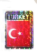 TURKEY SQUARE COUNTRY FLAG METALLIC BUMPER STICKER DECAL .. SIZE 3" X 4" INCHES .. NEW