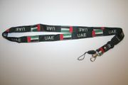 UAE UNITED ARAB EMIRATES COUNTRY FLAG BLACK LANYARD KEYCHAIN PASSHOLDER .. NEW