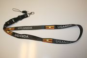 UGANDA BLACK HIGH GLOSS COUNTRY FLAG LANYARDS KEYCHAINS PASSHOLDERS ... NEW