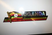 UGANDA COUNTRY FLAG LONG METALIC CAR AUTOMOBILE BUMPER STICKER DECAL EMBLEM ..NEW