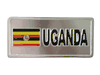 UGANDA COUNTRY FLAG SMALL SILVER METAL LICENSE PLATE STICKER DECAL EMBLEM .. NEW