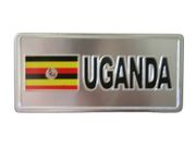 UGANDA COUNTRY FLAG SMALL SILVER METAL LICENSE PLATE STICKER DECAL EMBLEM .. NEW