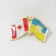 ***SOLD OUT***UKRAINE / CANADA WITH TRIDENT COUNTRY FLAG SMALL METAL FRIENDSHIP LAPEL PIN BADGE .. NEW