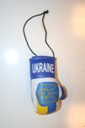 UKRAINE COUNTRY FLAG HIGH QUALITY MINIATURE BOXING GLOVES .. NEW