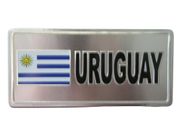 URUGUAY COUNTRY FLAG SMALL SILVER METAL LICENSE PLATE STICKER DECAL .. FIFA WORLD CUP .. NEW