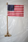 USA COUNTRY 4" X 6" SMALL STICK FLAG WITH GOLD PLASTIC BASE .. .NEW