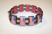 USA COUNTRY FLAG FLEXIBLE METAL REVERSIBLE BRACELET ... SOCCER HOCKEY ... NEW