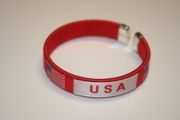 USA RED COUNTRY FLAG METAL BRACELET ... STARS AND STRIPES ... NEW
