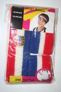 USA RED WHITE & BLUE COUNTRY FLAG COLORS SPORTS HEADBAND WITH 2 WRISTBAND SET .. NEW