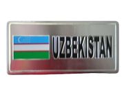 UZBEKISTAN COUNTRY FLAG SMALL SILVER METAL LICENSE PLATE DECAL STICKER EMBLEM ..NEW