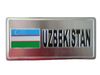 UZBEKISTAN COUNTRY FLAG SMALL SILVER METAL LICENSE PLATE DECAL STICKER EMBLEM ..NEW