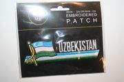 UZBEKISTAN COUNTRY FLAG WORD IRON ON PATCH CREST BADGE .. NEW