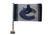 VANCOUVER CANUCKS BLUE CAR AUTOMOBILE FLAG ... IT HAS A PICTURE OF THE MAPLE LEAFS LOGO ON IT AND IT FITS RIGHT INTO YOUR CAR SIDE WINDOW.