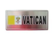 VATICAN CITY SMALL SILVER METAL LICENSE PLATE STICKER DECAL FLAG EMBLEM .. NEW