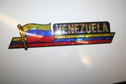 VENEZUELA COUNTRY FLAG LONG METALIC CAR AUTOMOBILE BUMPER STICKER DECAL EMBLEM .. NEW