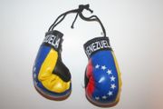 VENEZUELA COUNTRY FLAG PAIR OF MINIATURE BOXING GLOVES FOR YOUR CAR MIRROR .. NEW