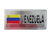 VENEZUELA COUNTRY FLAG SMALL SILVER METAL LICENSE PLATE DECAL STICKER EMBLEM .. NEW