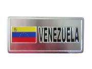 VENEZUELA COUNTRY FLAG SMALL SILVER METAL LICENSE PLATE DECAL STICKER EMBLEM .. NEW