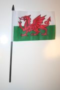 WALES COUNTRY 4" X 6" SMALL STICK FLAG ON 10" POLE .. CYMRU .. NEW