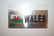 WALES COUNTRY FLAG SMALL SILVER METAL LICENSE PLATE STICKER DECAL EMBLEM .. NEW