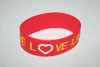 WE LOVE LAUGH RED EXTRA WIDE 1" SILICONE TEXT BAND BRACELET WRISTBAND . NEW