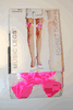 WHITE FENSE NET THIGH HIGH NYLON STOCKINGS WITH WHITE RUFFLE LACE TRIN AND PINK BOW 100 - 175 LBS ...NEW