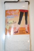 WHITE OPAQUE FOOTLESS TIGHTS WITH LACE ... SIZE QUEEN SIZE 165-220 LBS ... NEW IN PACKAGE