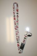 WHITE SANTA CLAUS CHRISTMAS LANYARD KEYCHAIN PASSHOLDER ... NEW
